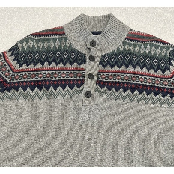 Izod Men's Saltwater Harbor Fairisle Sweater Lt Grey Heather - Large - Picture 3 of 5